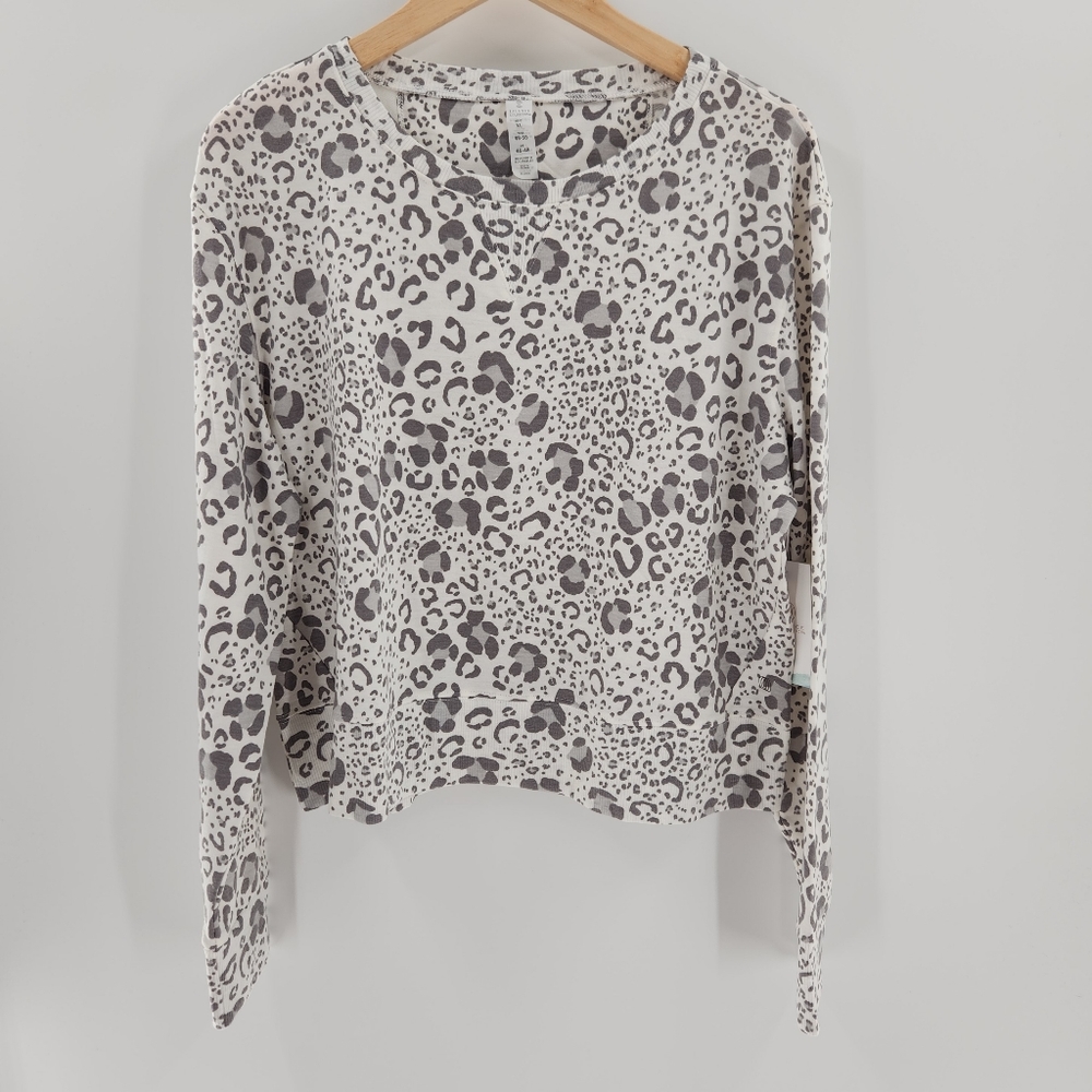 Balance Collection Dylan Micro Chip Leopard Longsleeve Sweatshirt Womens XLarge